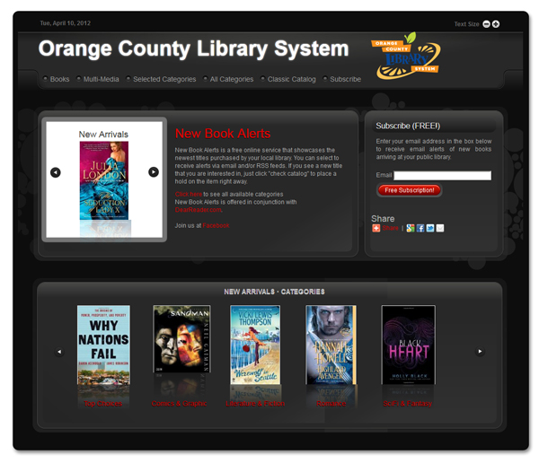One of the New Book Alerts landing page designs.
